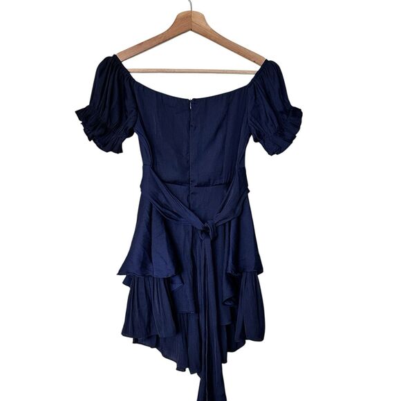 Selfie Leslie Linka off shoulder tie back coquette blue 8 - Picture 3 of 13